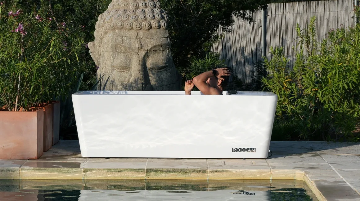Rocean Bath garden installation with full bath view