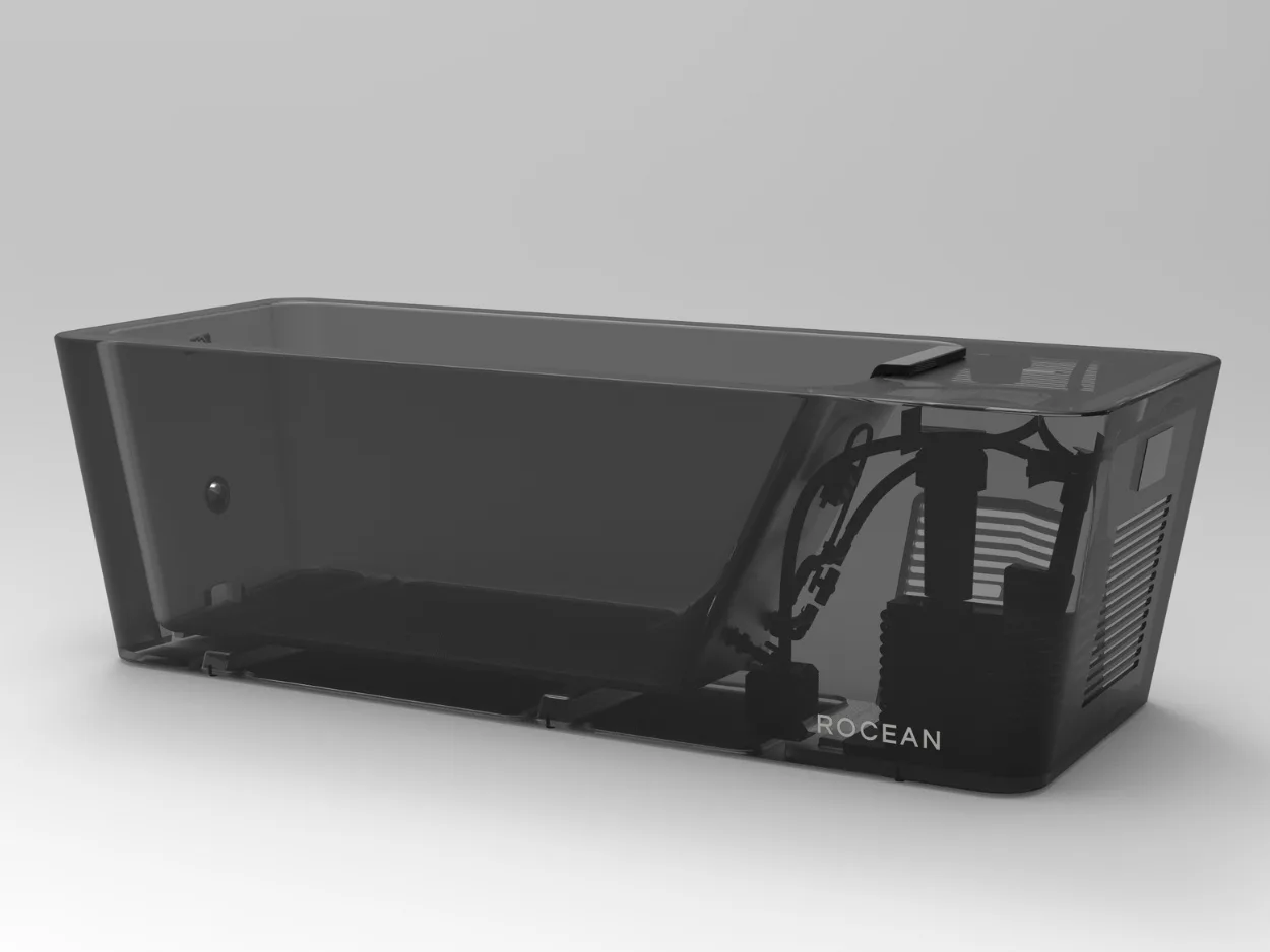 Rocean bath transparent view showing integrated systems and thermal architecture